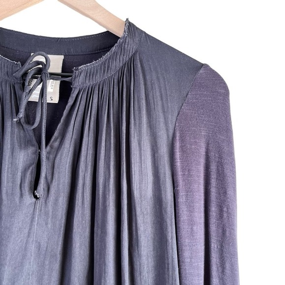 Anthropologie Dolan Lucille Pleated Tie Neck Peasant Blouse in Charcoal Gray, S - Picture 4 of 9